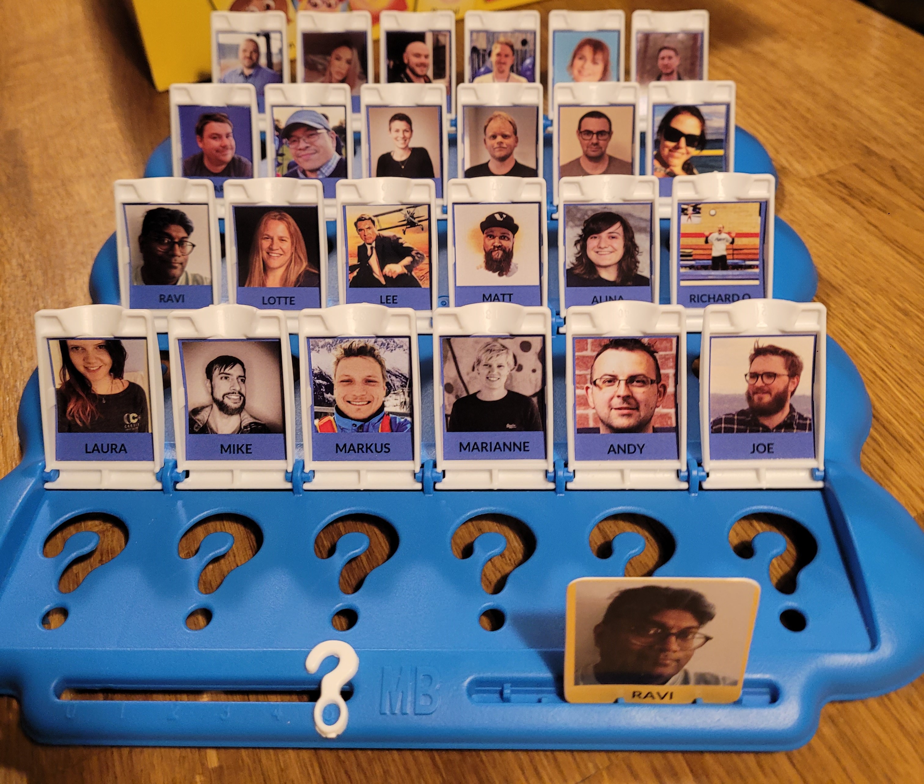 One Guess Who Board with the CodeCabin attendees on the image cards